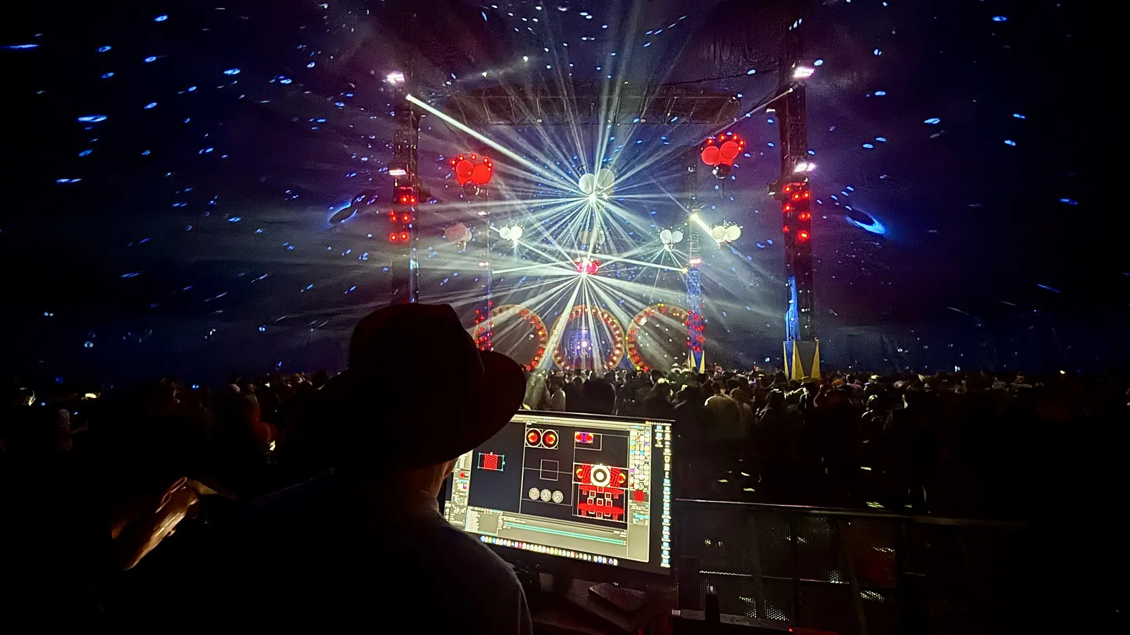 Electric Avenue festival visuals and lighting control position